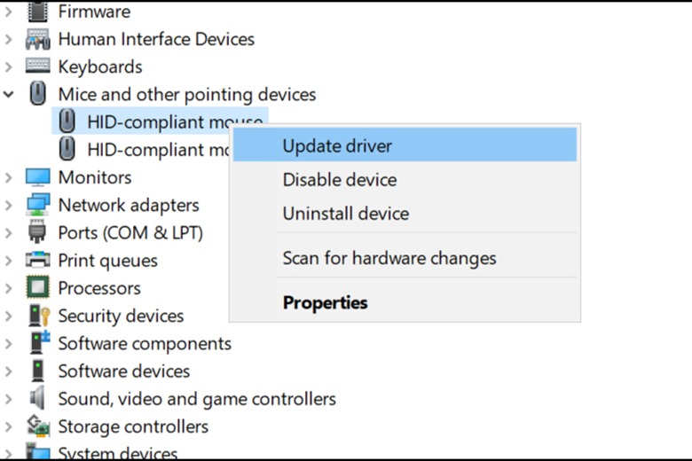 Chuột máy tính có thể lỗi do thiếu hoặc chưa update driver