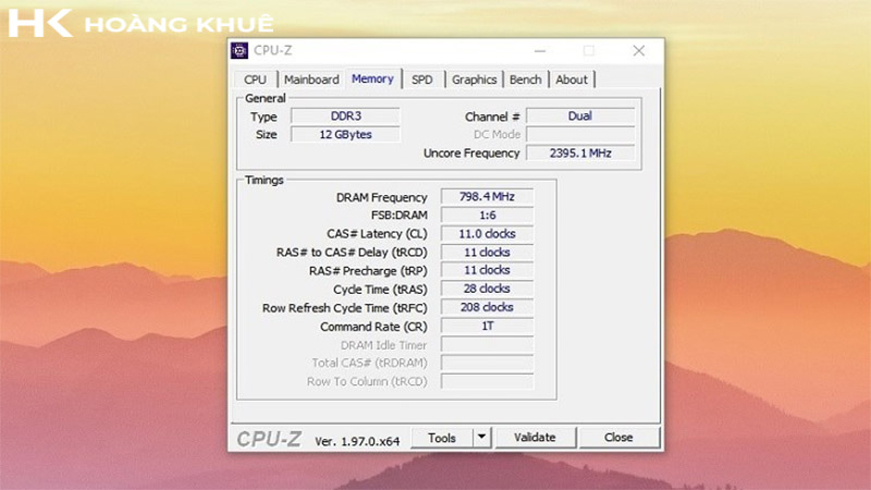 Bấm vào mục Memory để xem thông số RAM của bạn