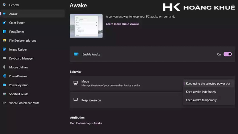 Phần mềm Powertoys-awake
